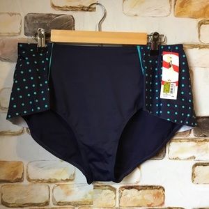 Spanx Skirted Flirty Swim Bottom Blue Dot Size 14